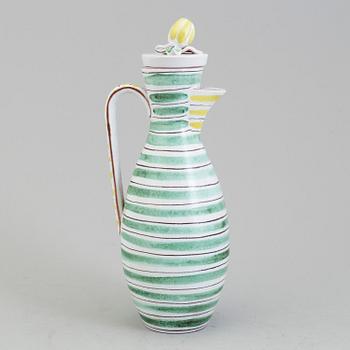 STIG LINDBERG, kanna med lock, fajans, Gustavsberg studio 1940-/50-tal.