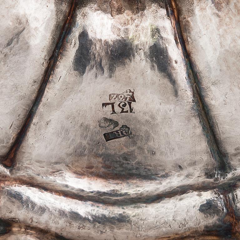 A 19th-century silver sugar bowl, maker's mark of Olof Robert Lundgren, Turku, Finland 1857.