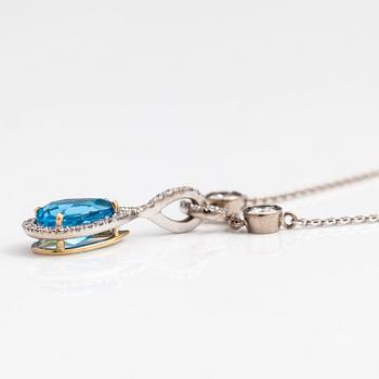 HALSBAND, 14K och 18K vitguld, topas ca 3.50 ct och briljantslipade diamanter ca 0.78 ct tot.