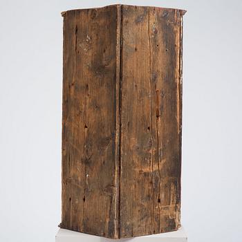 A Swedish late Baroque polychrome-painted corner cabinet, mid 18th century.