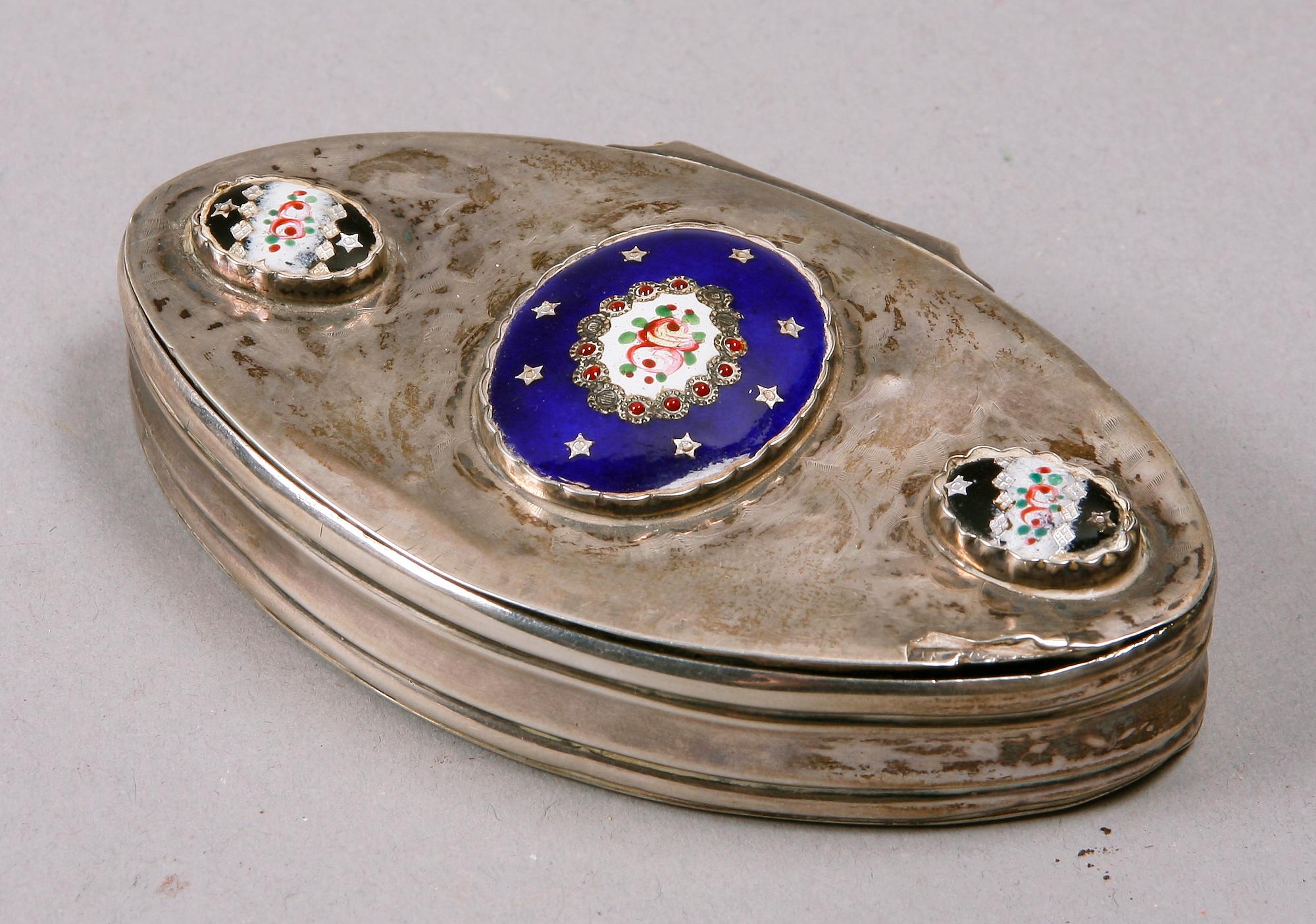 DOSA, silver och emalj, CA Serander Sundsvall 1863.