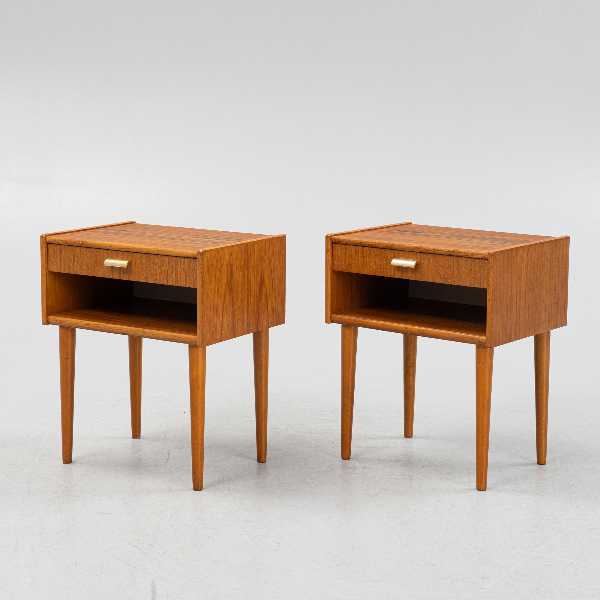 Bedside tables, a pair, mid-20th century.
