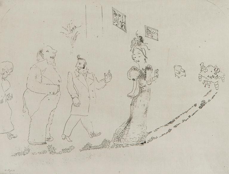 Marc Chagall, Dinner is Served, from "Dead Souls" by Nikolai Gogol.