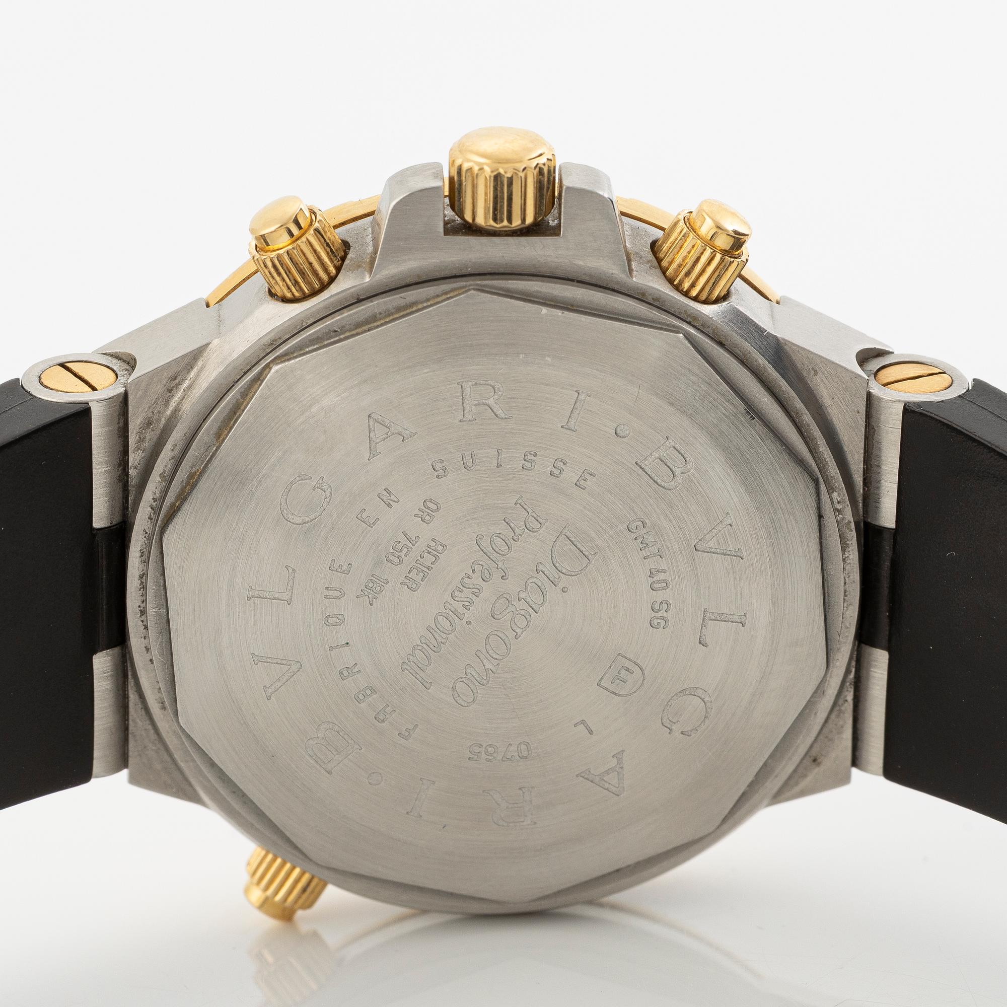 Bvlgari, Diagono GMT, wristwatch, 40 mm.