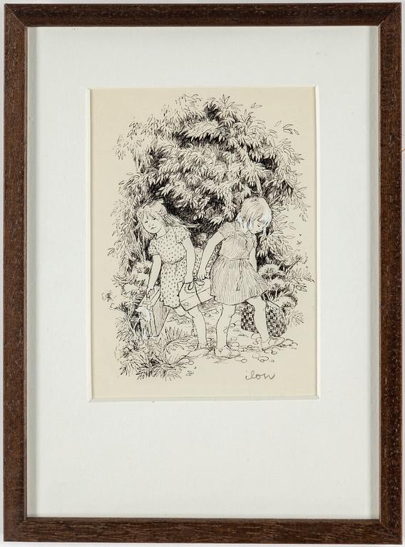 ILON WIKLAND, ink drawing, signed ilon in pencil.