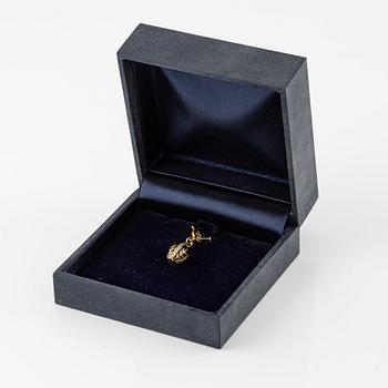 Hänge ägg Fabergé, samtida, silver med emalj och vita stenar.