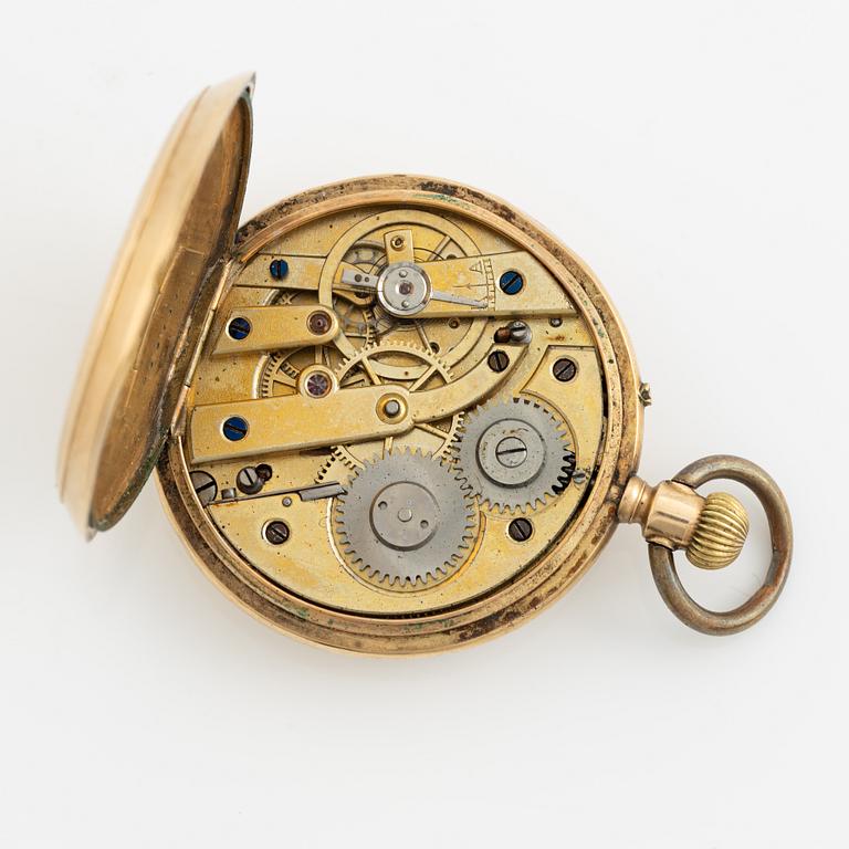 Pocket watch, 14K gold, 37 mm.