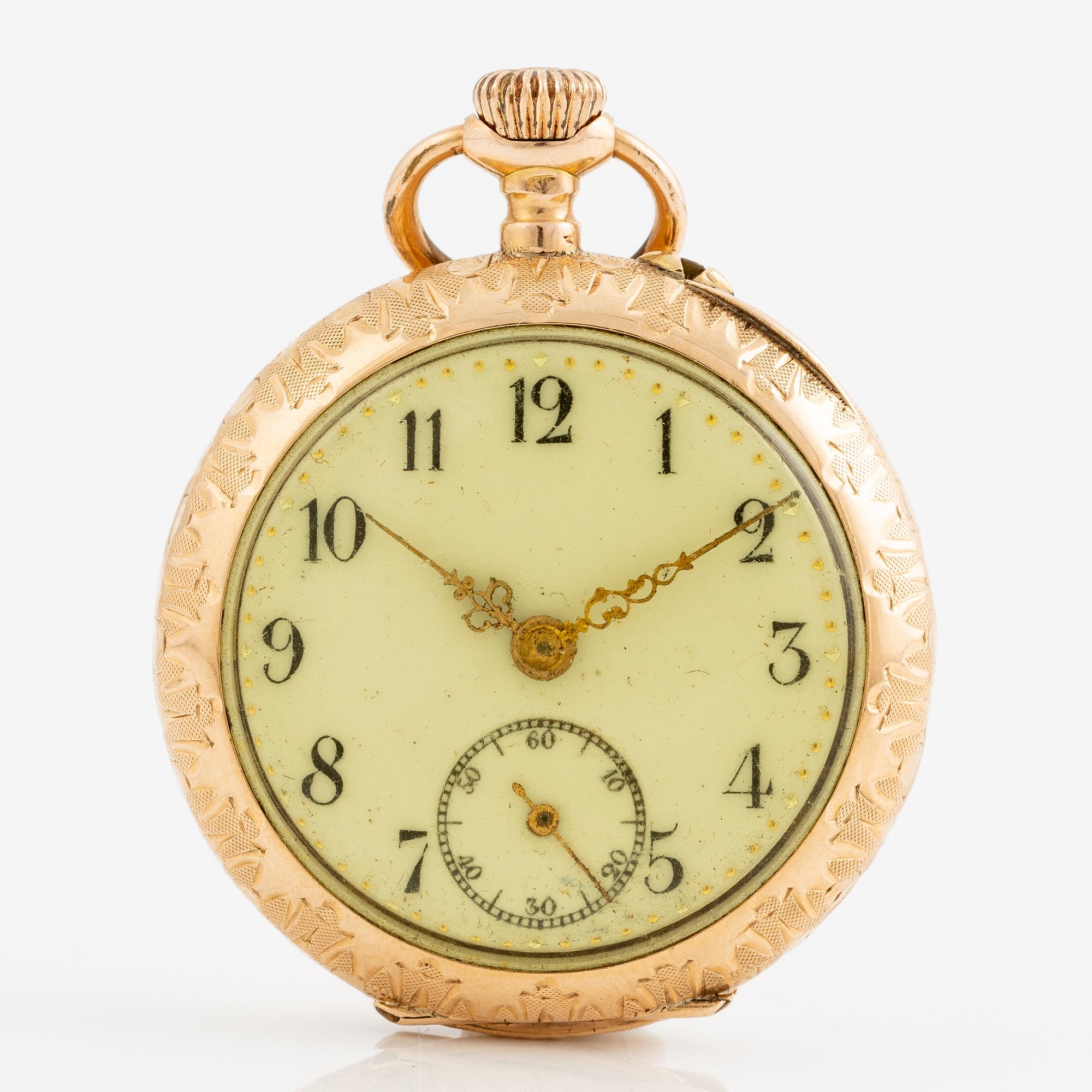 Fickur, 14K guld, 30,5 mm.