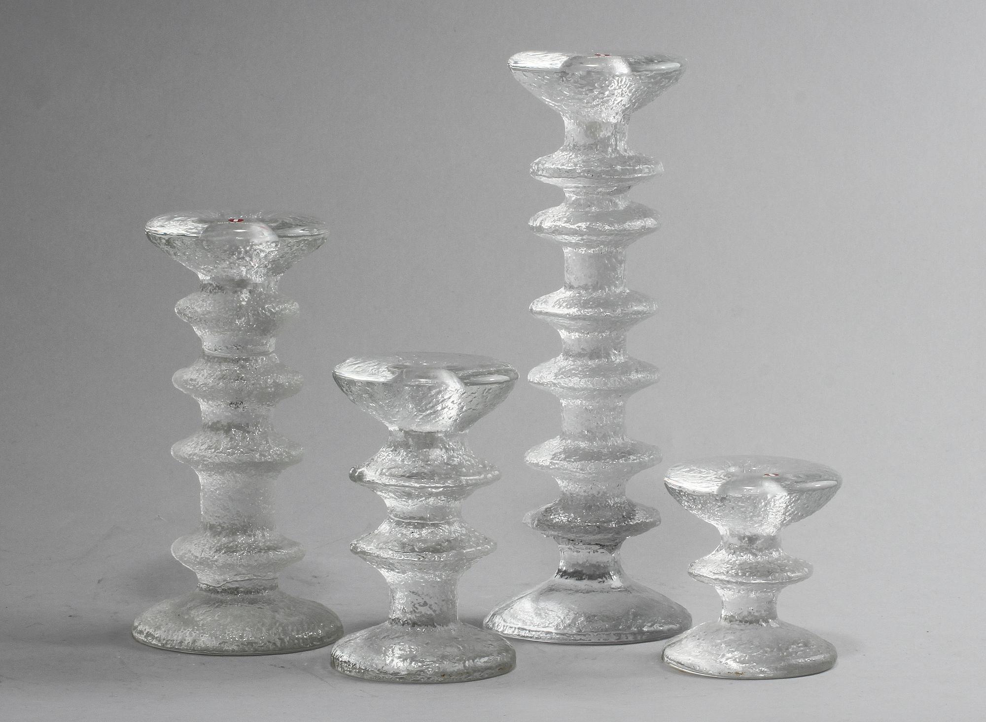 LJUSSTAKAR, 4 st, glas, "Festivo", Timo Sarpaneva, Iittala, 1900-talets andra hälft.