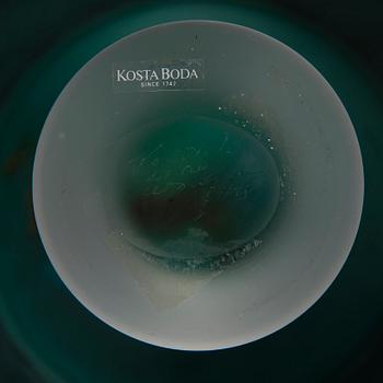 A glass bowl and decanter, signed, Kosta Boda, second half of 20th Century.