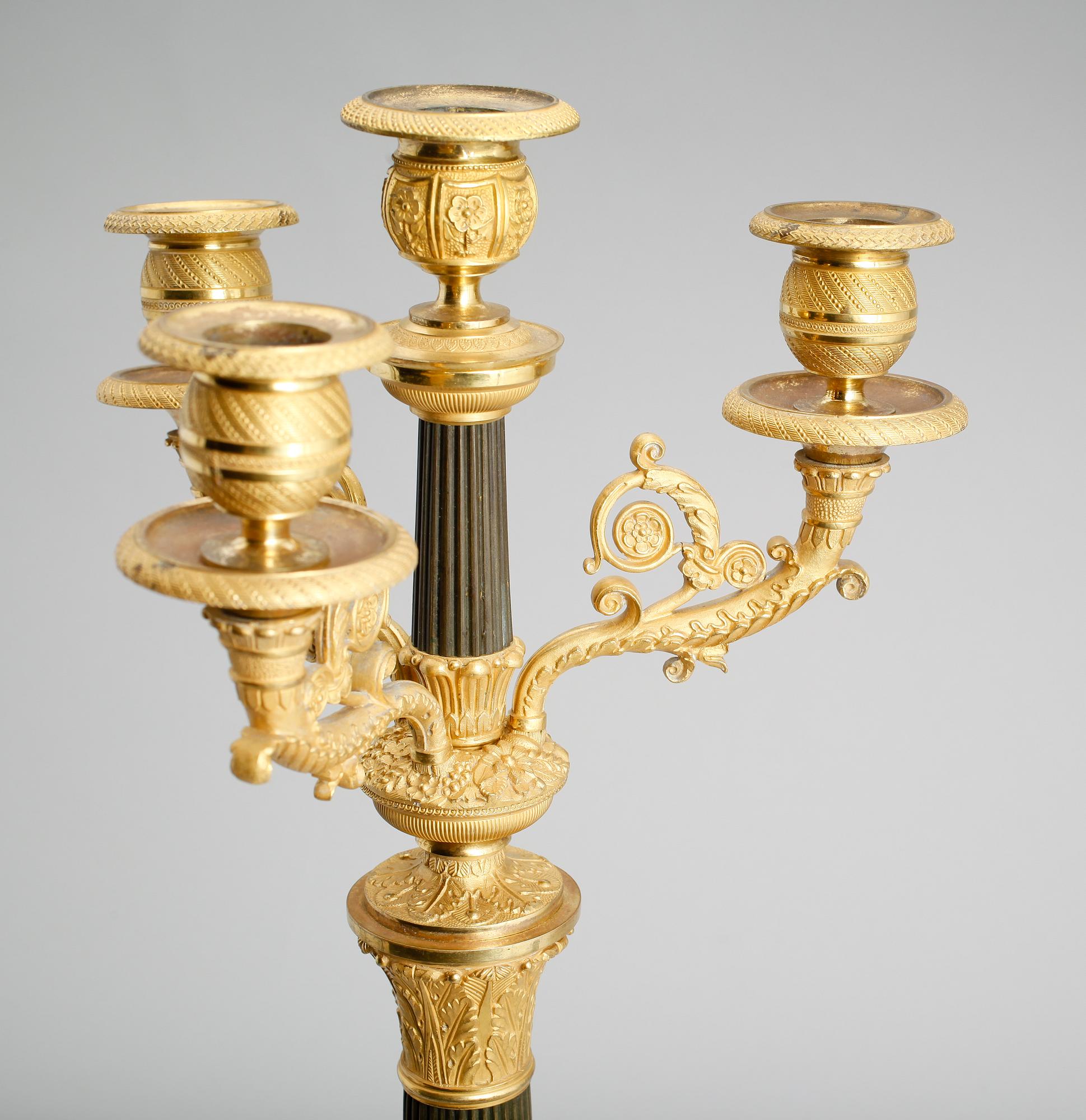 KANDELABER, brons, empire, 1800-talets första hälft.