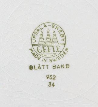 MAT- OCH TESERVISDELAR, 51 delar, flintgods, "Blått Band", Gefle 1900-talets första hälft.