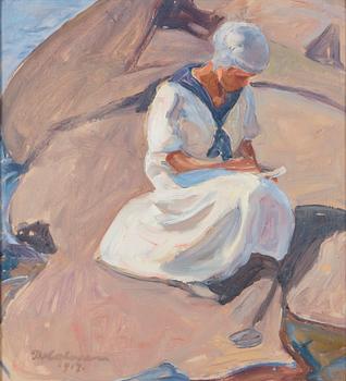 Pekka Halonen, Woman reading on the cliffs.