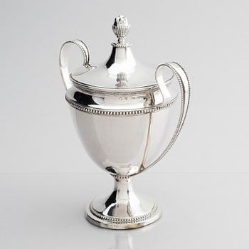 Olof Yttraeus, sockerskål med lock, silver, Uppsala 1790. Gustaviansk.
