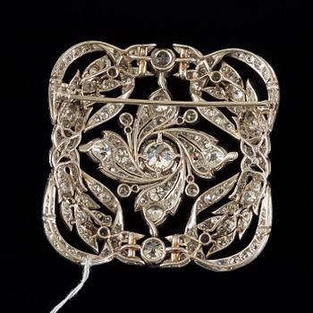 A large old-cut diamond brooch, probably made by Cartier. Made in France in 1910 according to hallmarks.