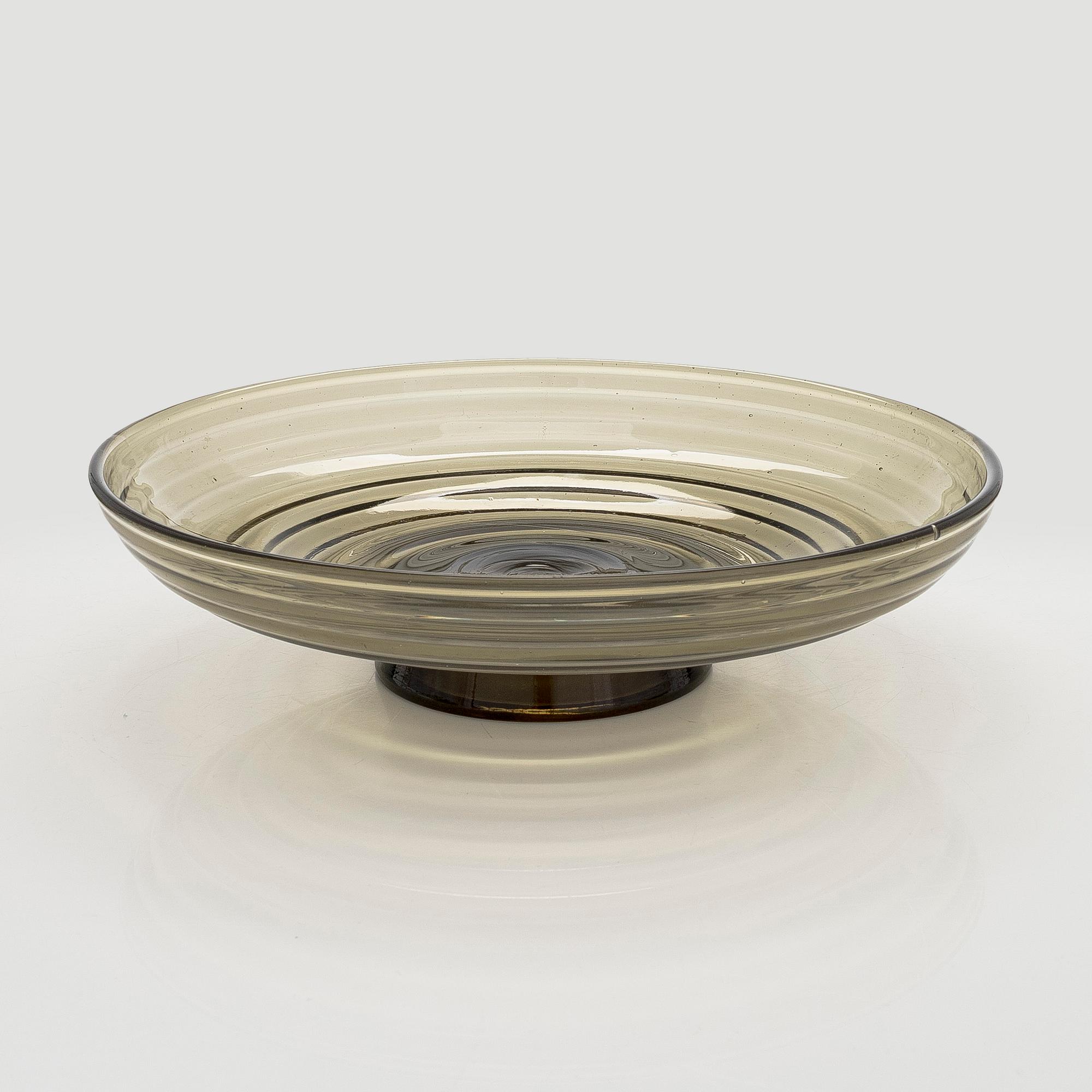 Aino Aalto, malja, sekä lautasia, 6 kpl, "Bölgeblick", Karhulan Lasitehdas, 1930-luku.