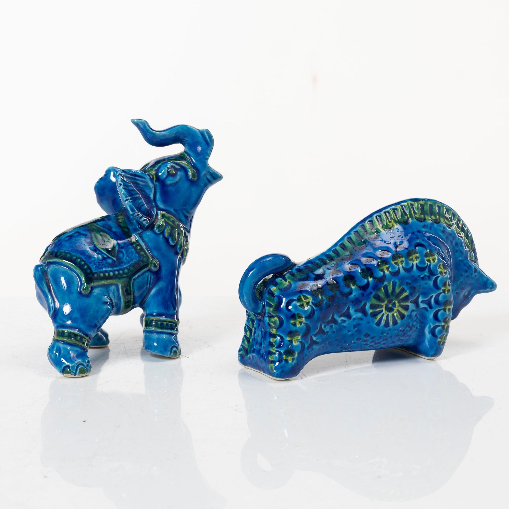 Aldo Londi, figurines 2 pcs, bowl, Bitossi, 1960s/70s.