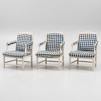 Armchairs, 3 pcs, "Medevi", from IKEA's 18th-century series, 1990s.