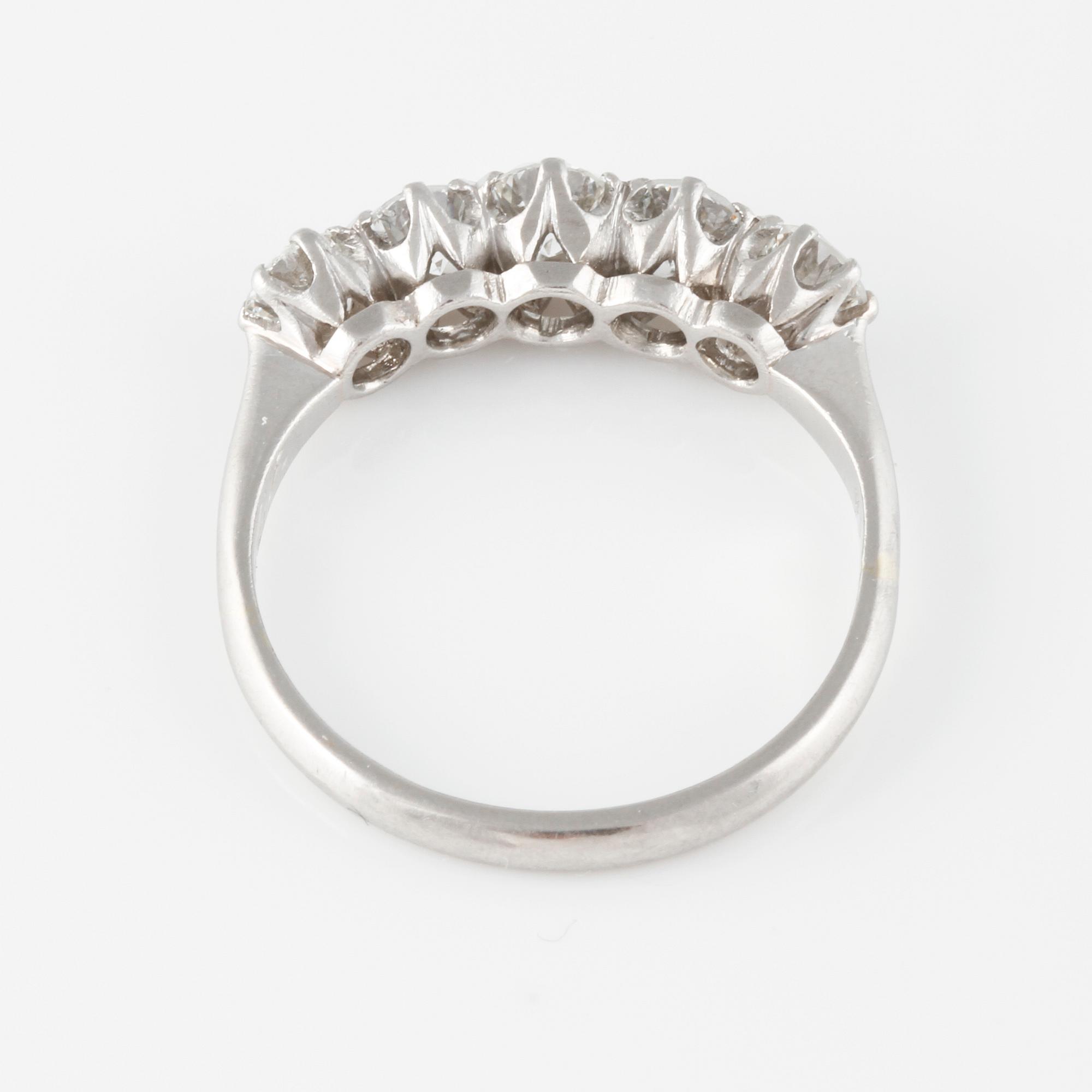 RING, platina med briljantslipade diamanter 0.93 ct, kattfotstämplad. Vikt 3,4 gram.