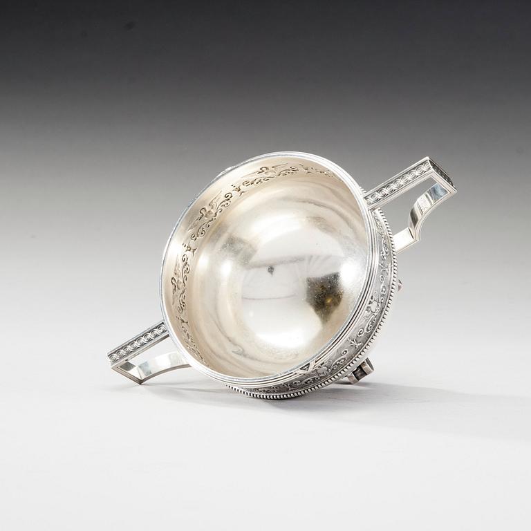 A FABERGÉ SILVER BOWL.