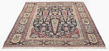 An antique Kirman Laver rug, south Persia (Iran) c. 200 x 135 cm.