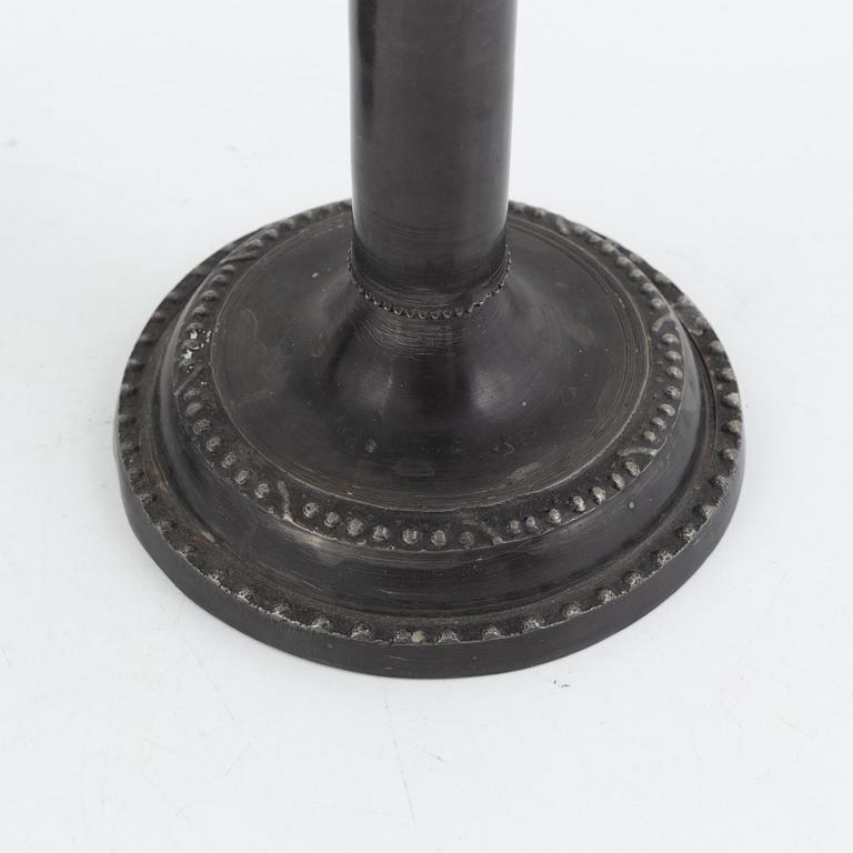 A Pair Swedish Gustavian Style Pewter Candlesticks, year mark 1959.