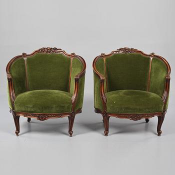 FÅTÖLJER, ett par, rokokostil, 1900-talets första del.