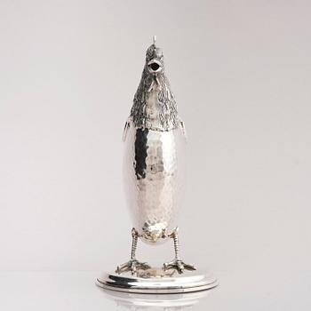 Kanna i form av tupp, sterlingsilver, 1900-talets andra hälft.
