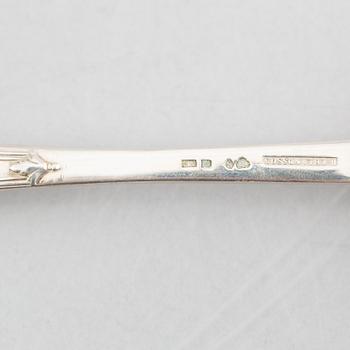 Uppsättning skedar och gafflar, 14 delar, silver, "Rosett", bl.a. Bernt Erlandsson, Kristianstad, 1912-32.