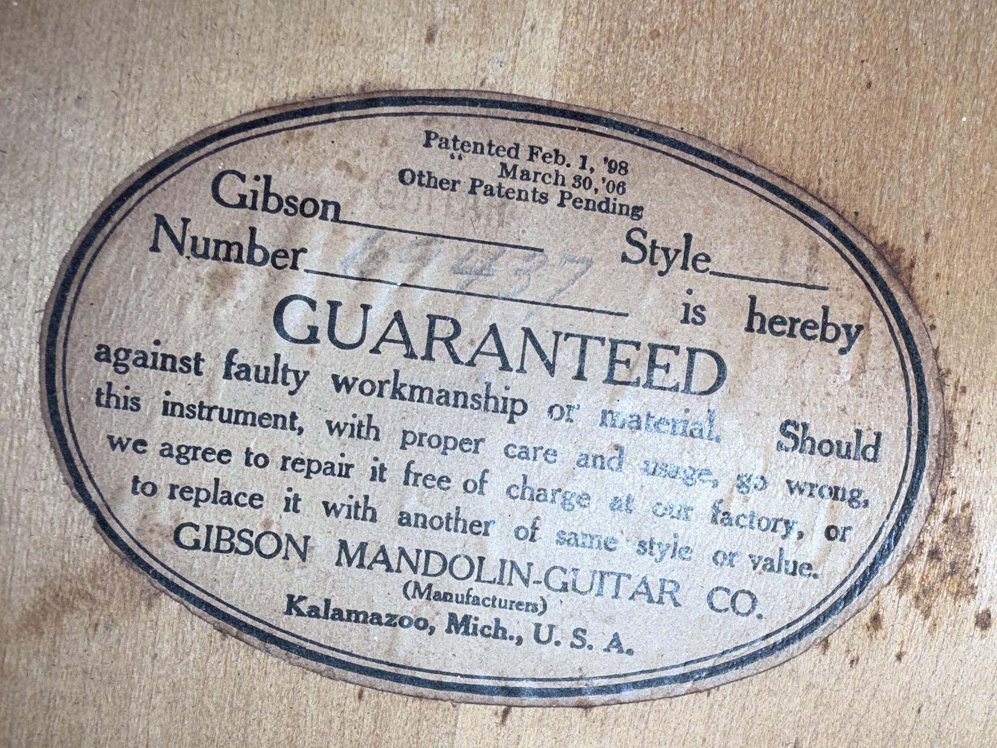 Gibson, "L-1", Cremona Brown, akustisk gitarr 1922, USA.