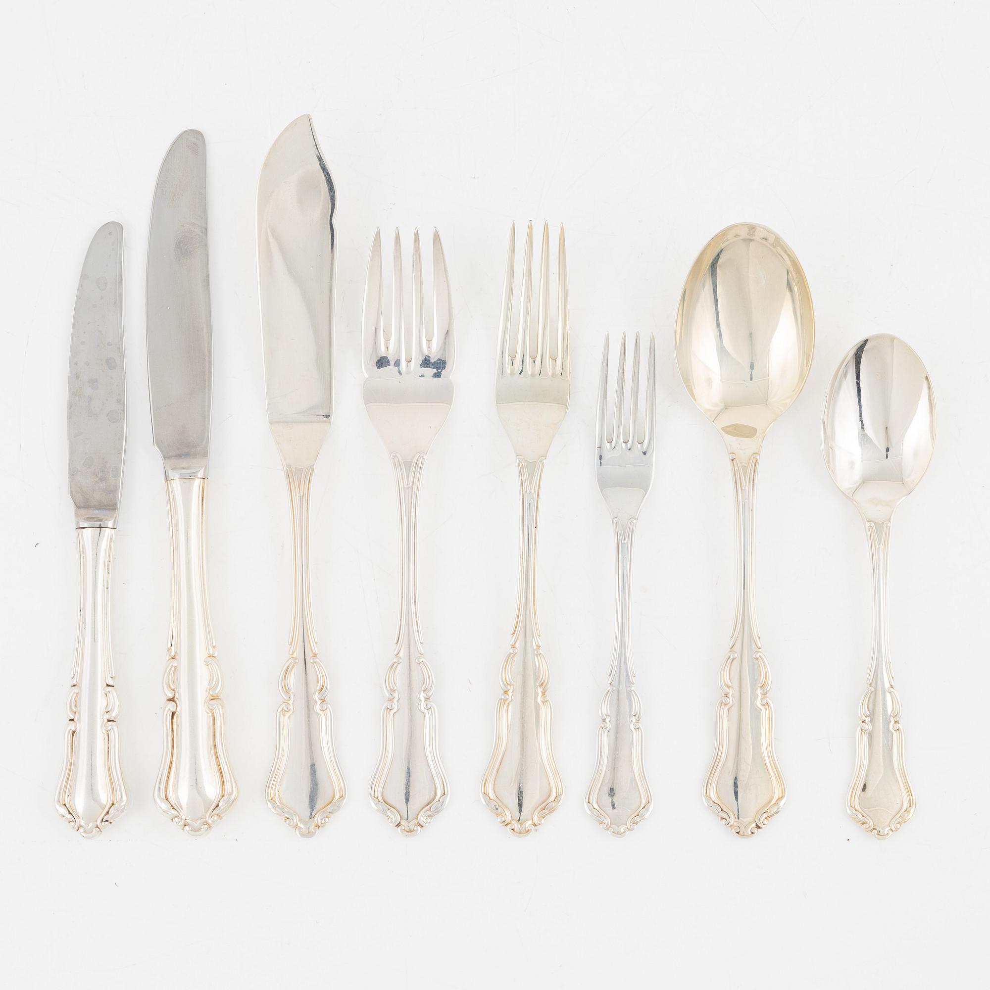 A 96-piece silver flat wear set, 'Harmoni', MGAB, Sweden, 1979-87.