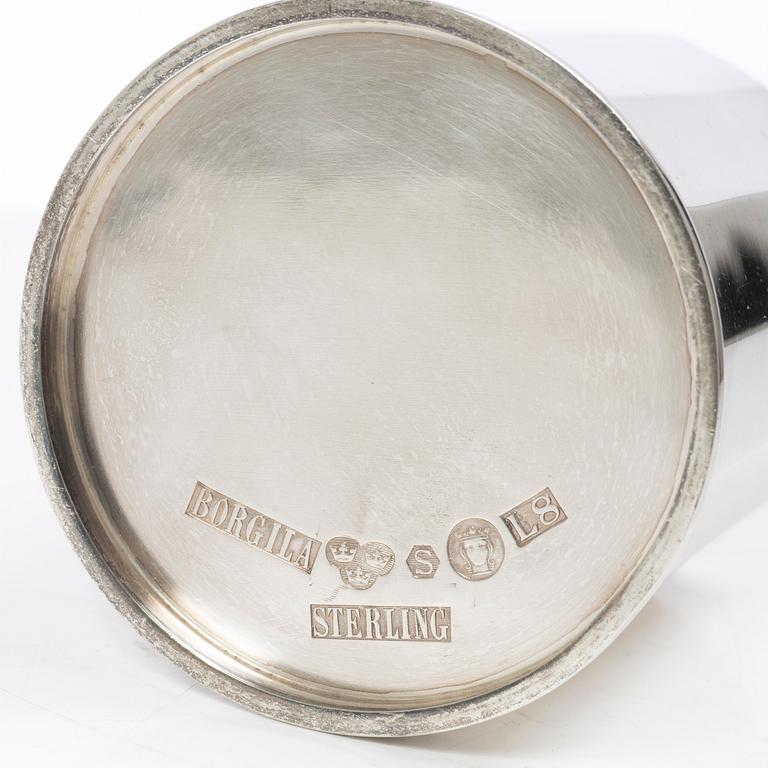 Atelier Borgila, tobaksburk med lock, sterling silver, Stockholm 1937.