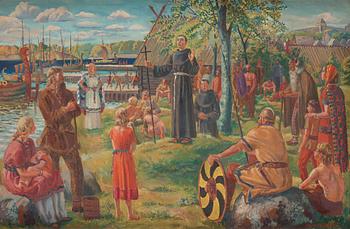 694. Arvid Fougstedt, Ansgar Preaches in Birka.