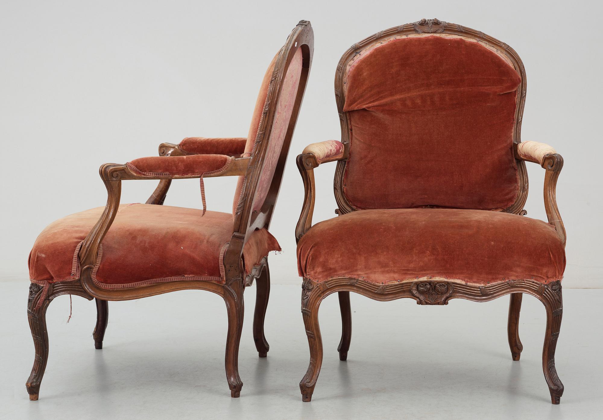 STOLAR, ett par, Louis XV stil, Frankrike, 1800-tal.