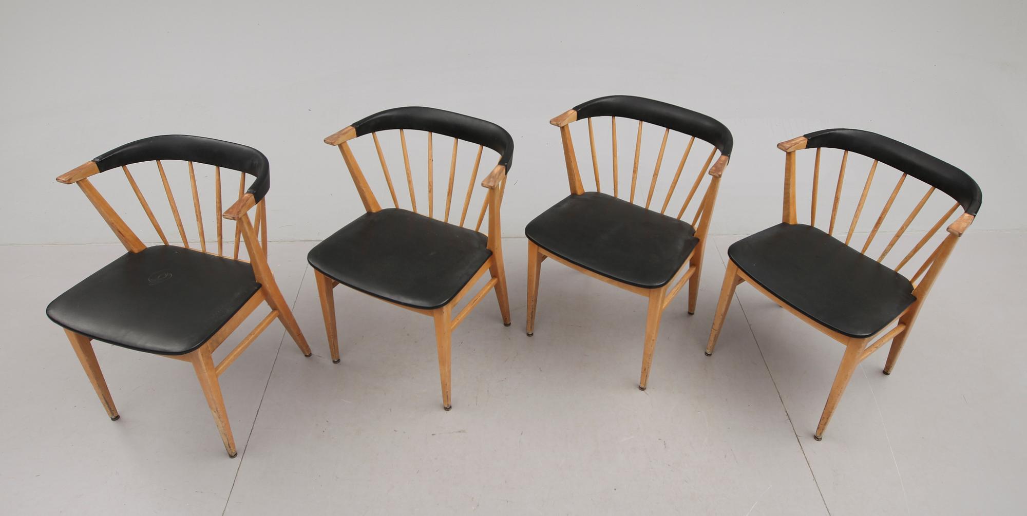KARMSTOLAR, 4 st, Bertil Fridhagen, Bodafors, 1950-tal.