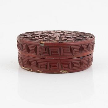 A lacquer ware box, China, late Qing dynasty.