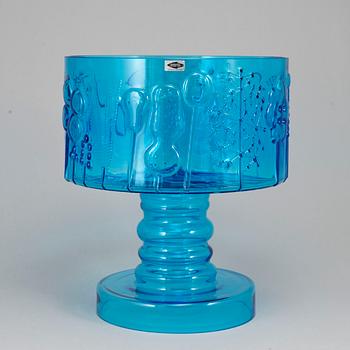 OIVA TOIKKA, skål på fot, glas, "Flora"-serien,  Nuutajärvi Notsjö.