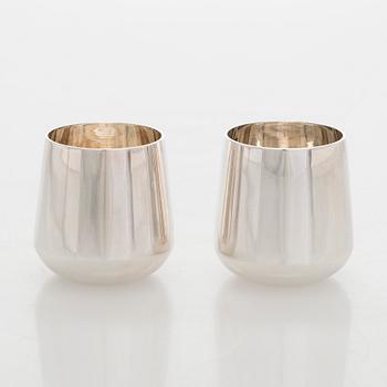 A set of six silver beakers, Auran Kultaseppä, Turku 1977 - 1990.