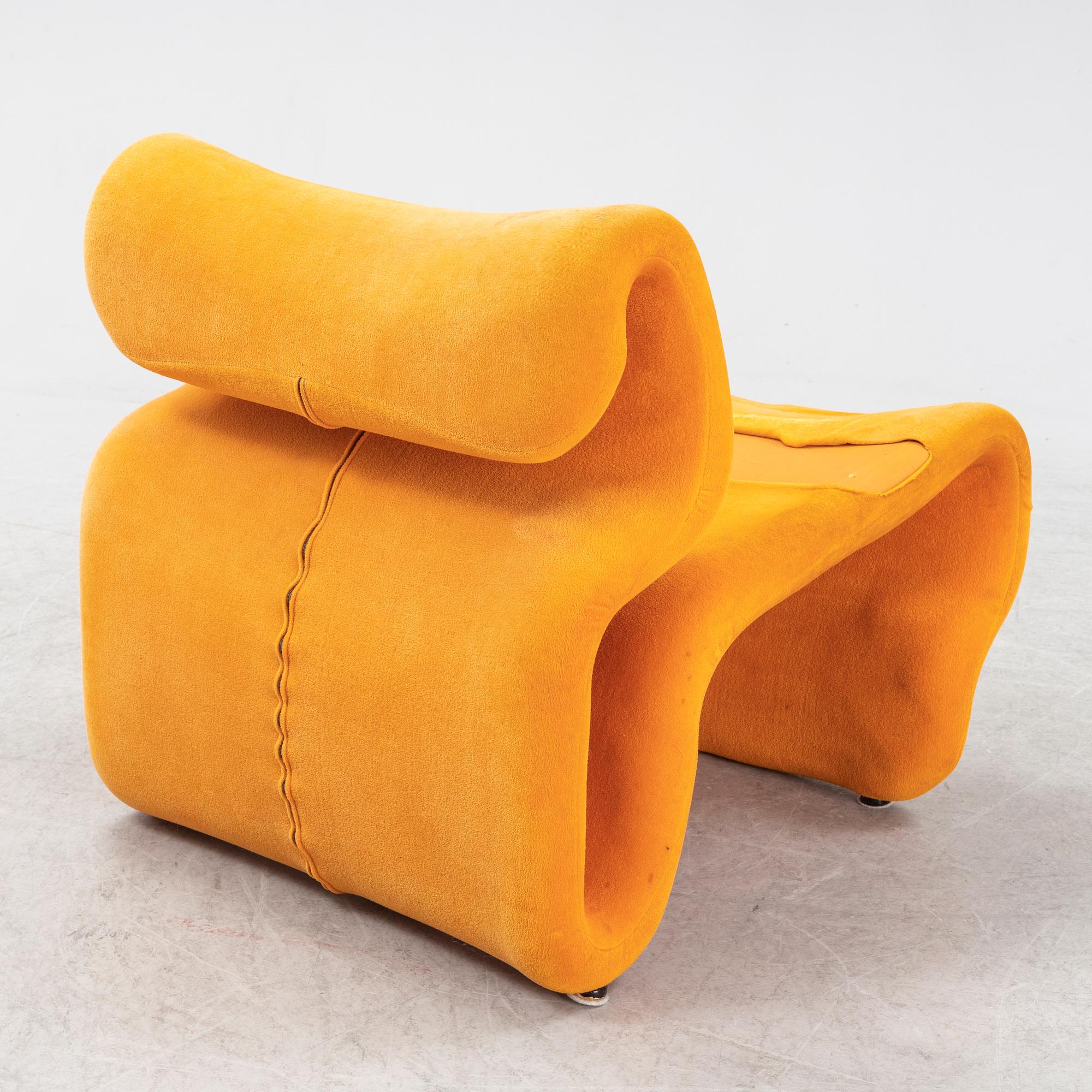 Jan Ekselius, fåtölj med fotpall, "Etcetera", JOC möbler, Vetlanda, 1970-tal.