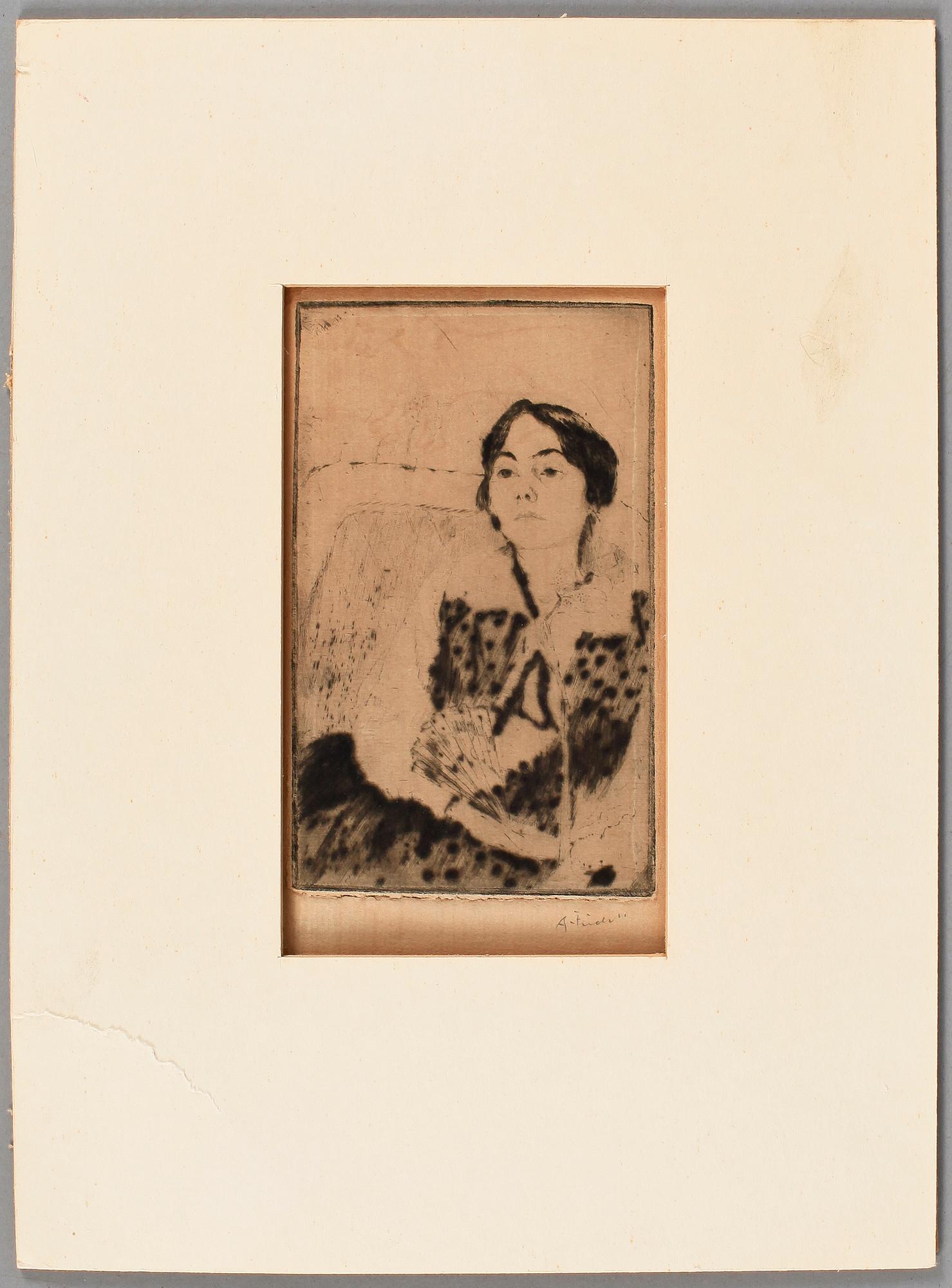 AXEL FRIDELL, torrnålsgravyrer, 2 st, sign.