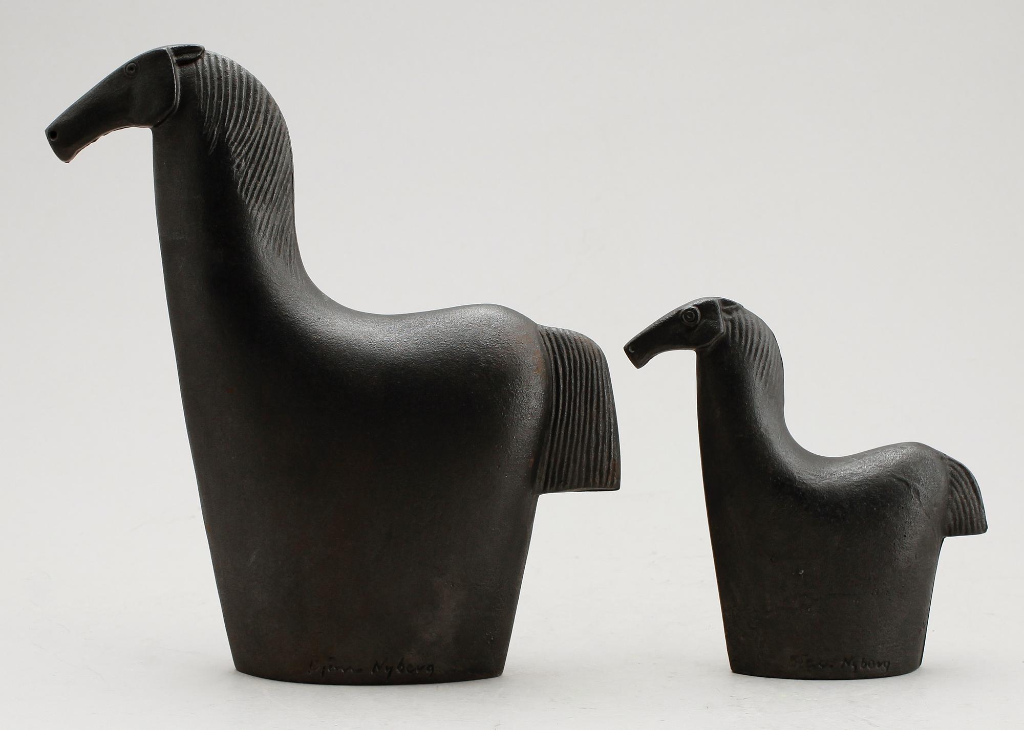 BJÖRN NYBERG, skulpturer, 2 st, järn, signerade.