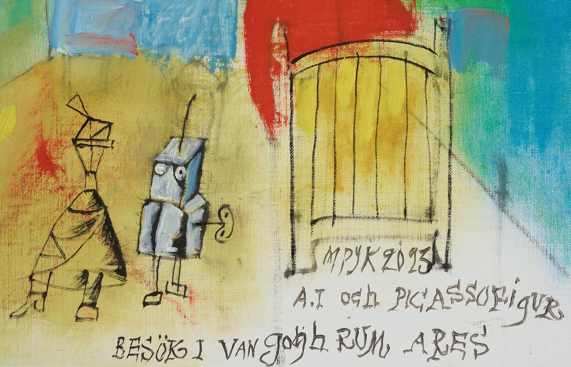 Madeleine Pyk, "AI och Picassofigur besök i Van Gogh rum Ares".
