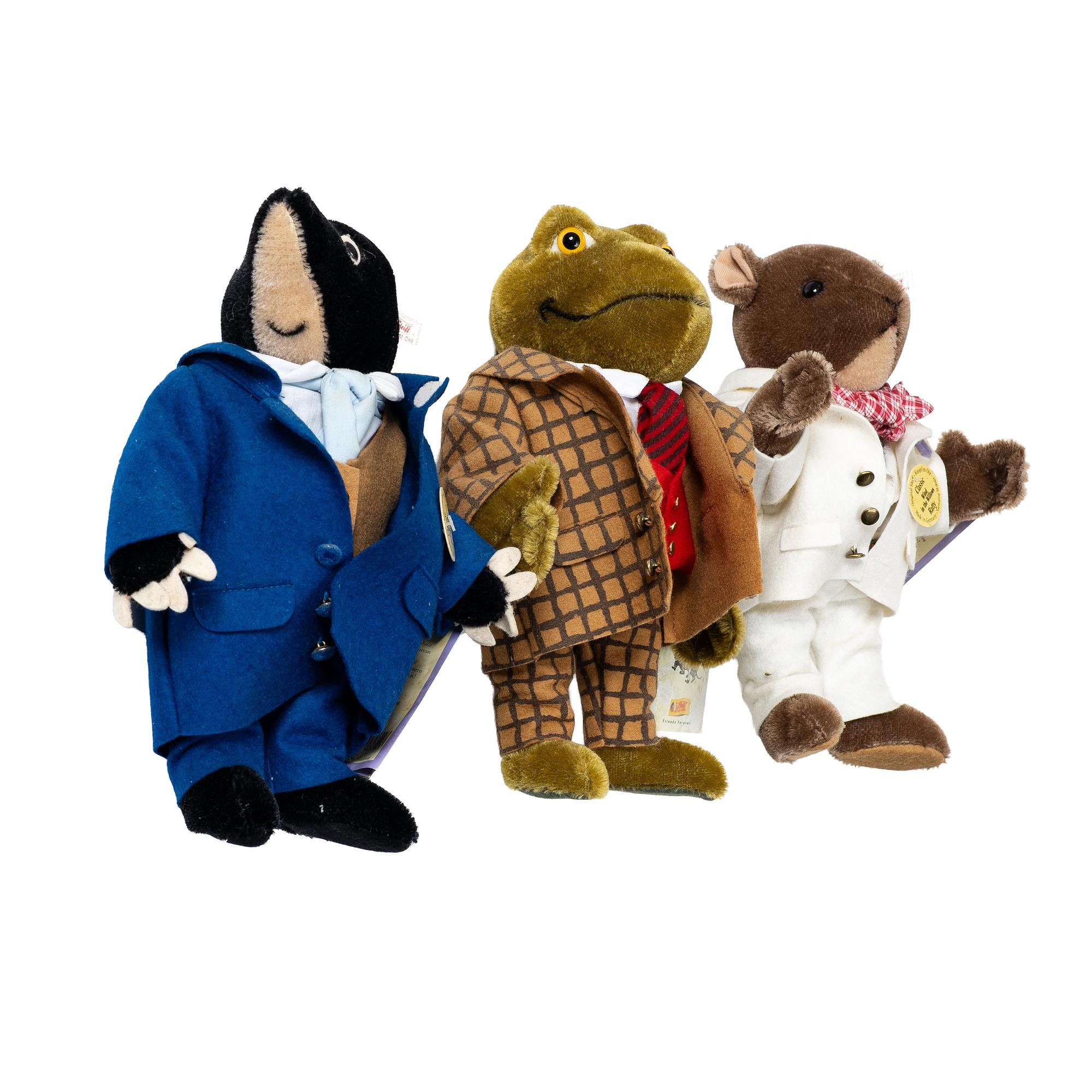 Steiff, toy animals, 3 pcs, Ratty, Toad and Mole.