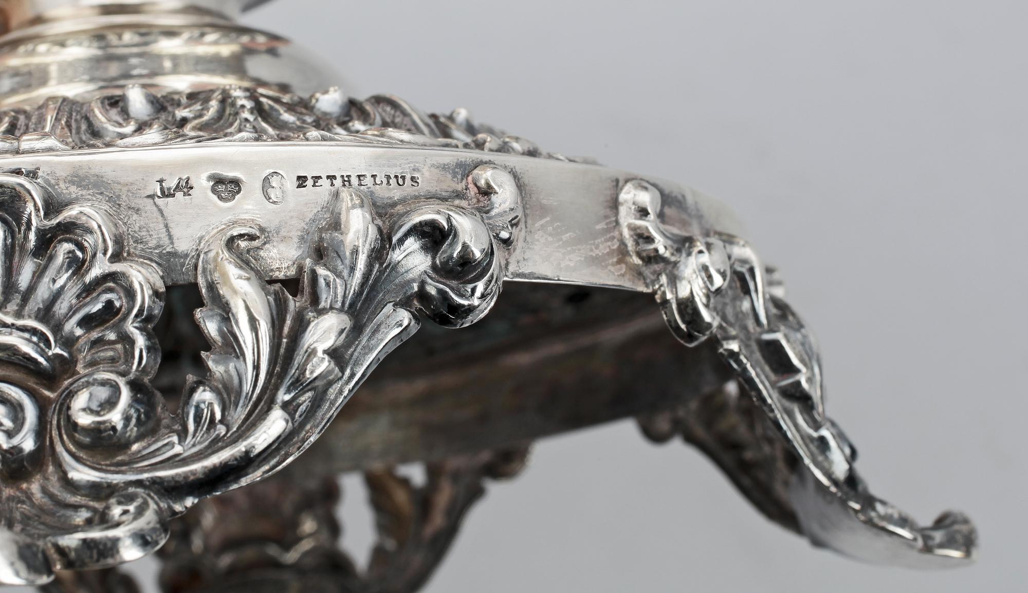 UPPSATSSKÅL, silver, senempire/nyrokoko, Zethelius, Stockholm 1841. Vikt ca 990 gram.