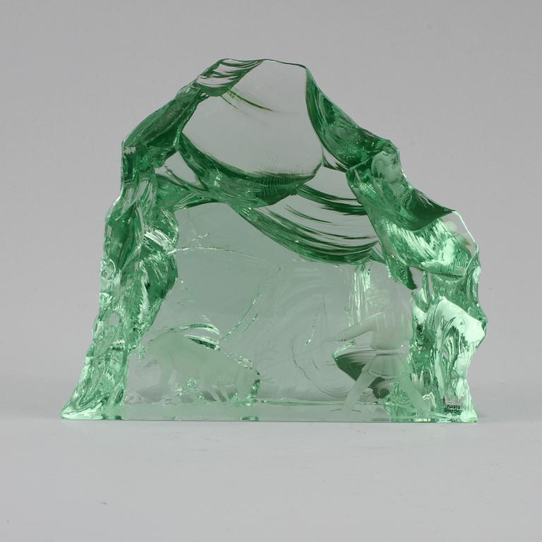 GLASBLOCK, Vicke Lindstrand, Kosta, signerat, 1900-talets andra hälft.