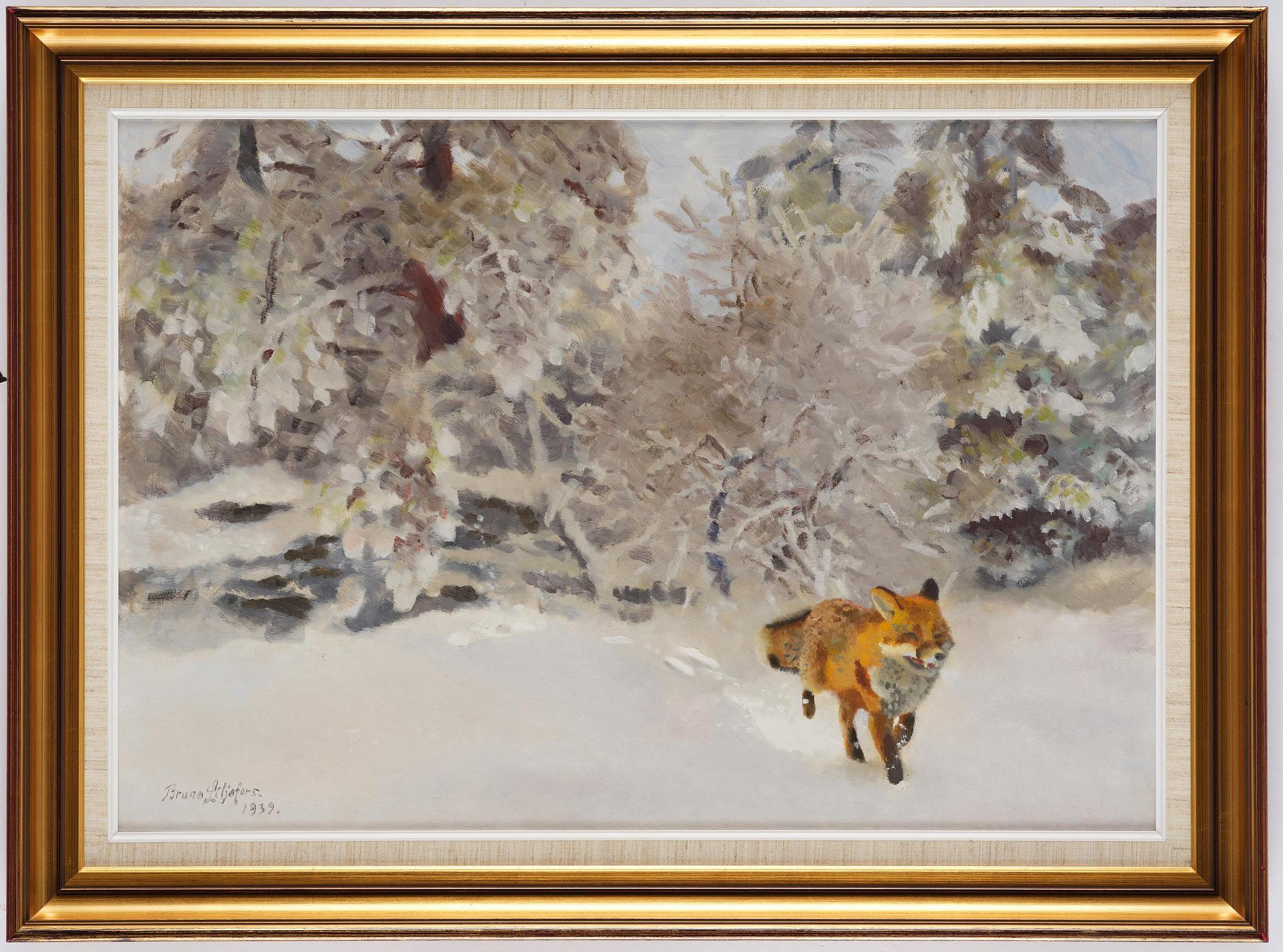 Bruno Liljefors, Fox in a winter landscape.