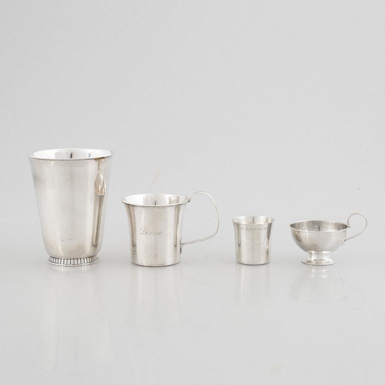 A Set of Silver Cups and Mugs, including mark of GAB, Stockholm 1965 (4 pieces).