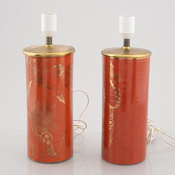 A pair of Chinese porcelain table lamps, 20th Century.
