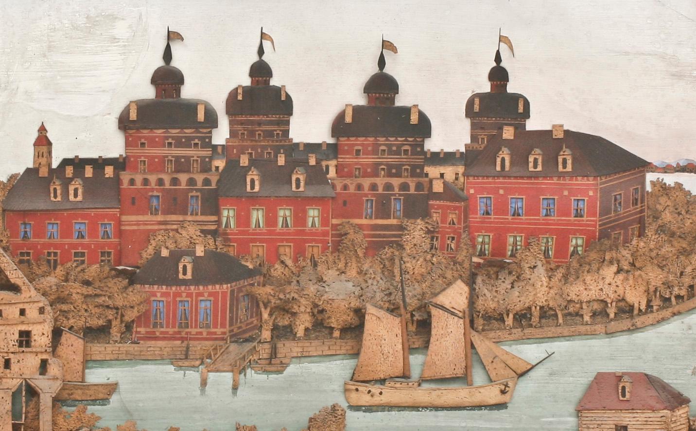 OKÄND KONSTNÄR, korktavla, 1800-tal, sign.
