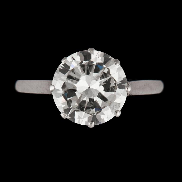 A 2.65 cts old-cut diamond ring. Quality circa I/VS.